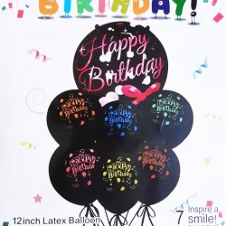 Комплект 6 броя черни балони с 1 брой 18" ЧЕРЕН фолио балон HAPPY BIRTHDAY Комплект 6 броя черни балони с 1 брой 18" ЧЕРЕН фолио балон HAPPY BIRTHDAY
