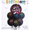 Комплект 6 броя черни балони с 1 брой 18" ЧЕРЕН фолио балон HAPPY BIRTHDAY